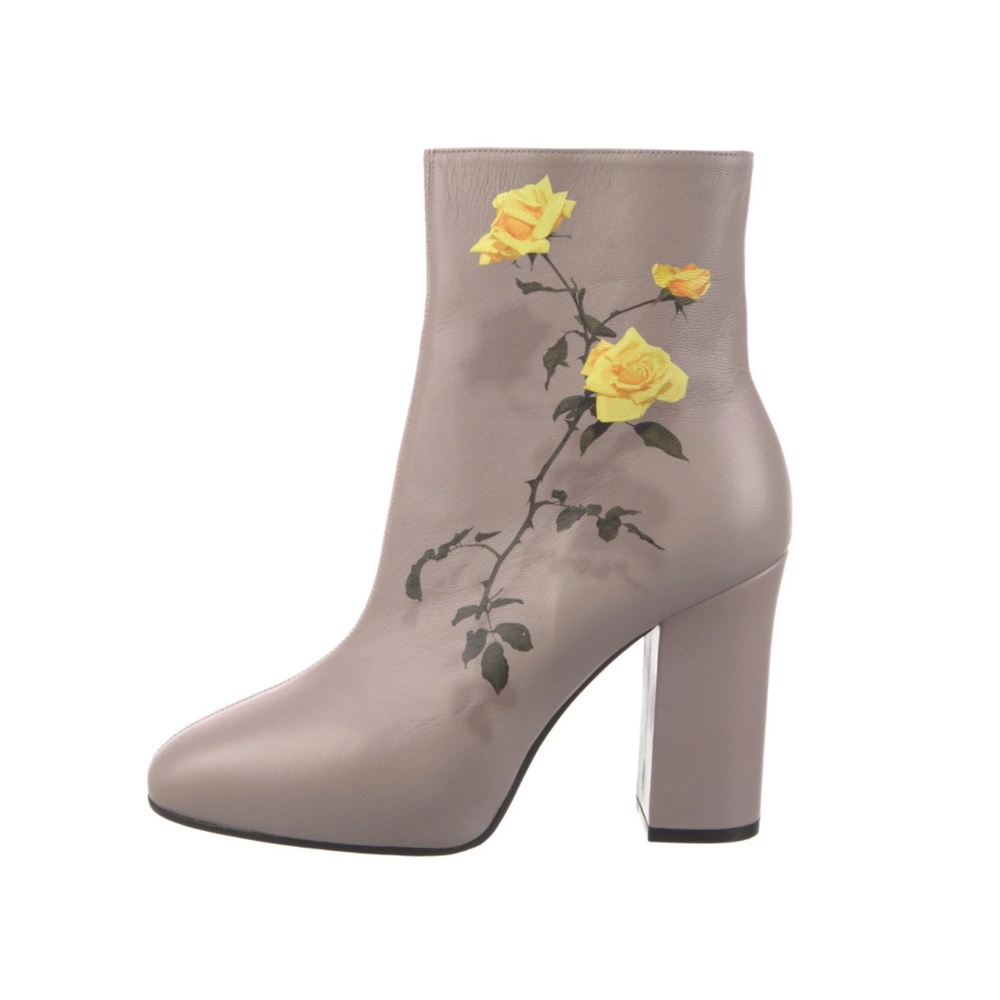 Dries Van Noten Leather Floral print boots with hidden platform size 7.